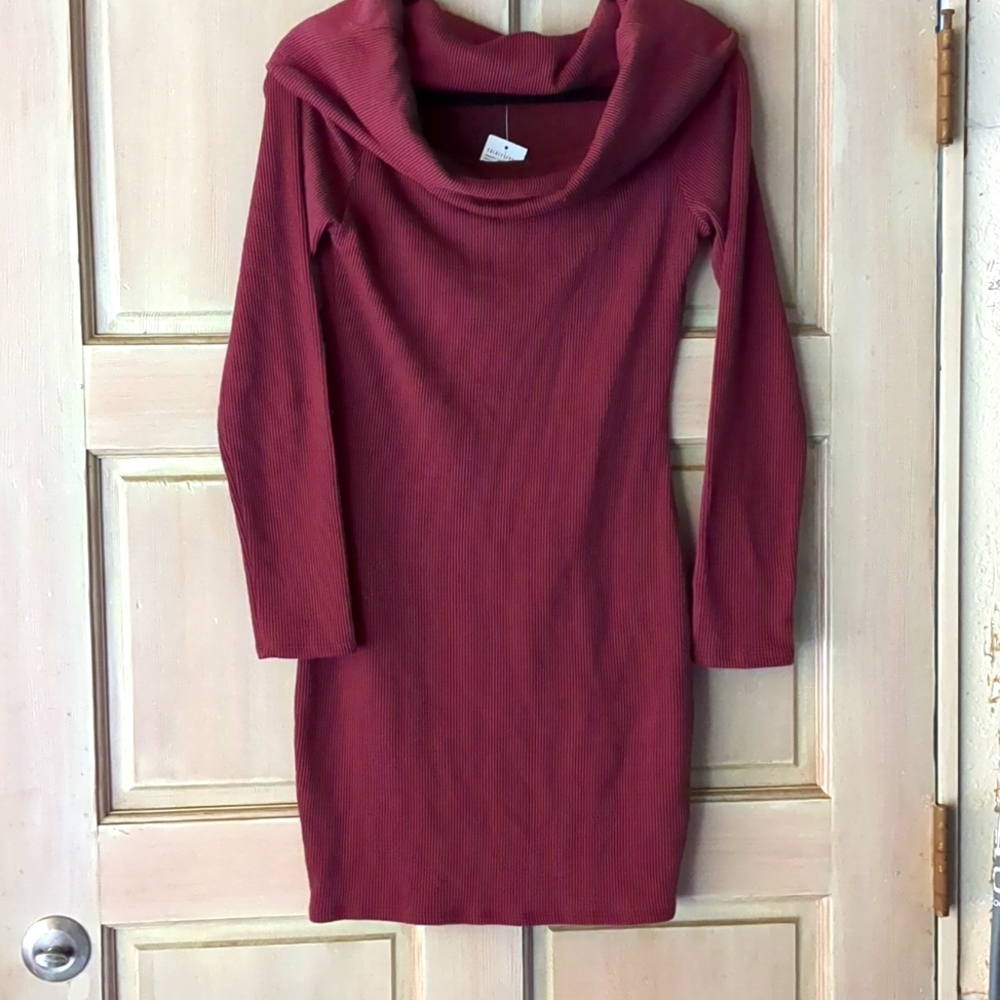 Burgundy cowl neck dress